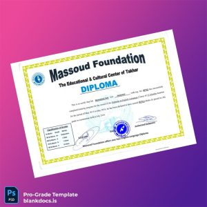 Blank Afghanistan Massoud Foundation English Language Diploma Template Document Preview - BlankDocs