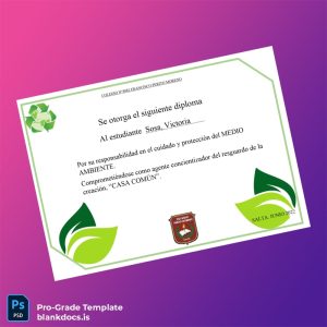 Blank Argentina Colegio N°8982 Perito Moreno Diploma in Environmental Care Template Document Preview - BlankDocs