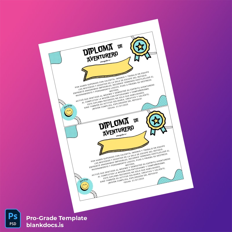 Blank Argentina Diploma of Adventurer Template Document Preview - BlankDocs