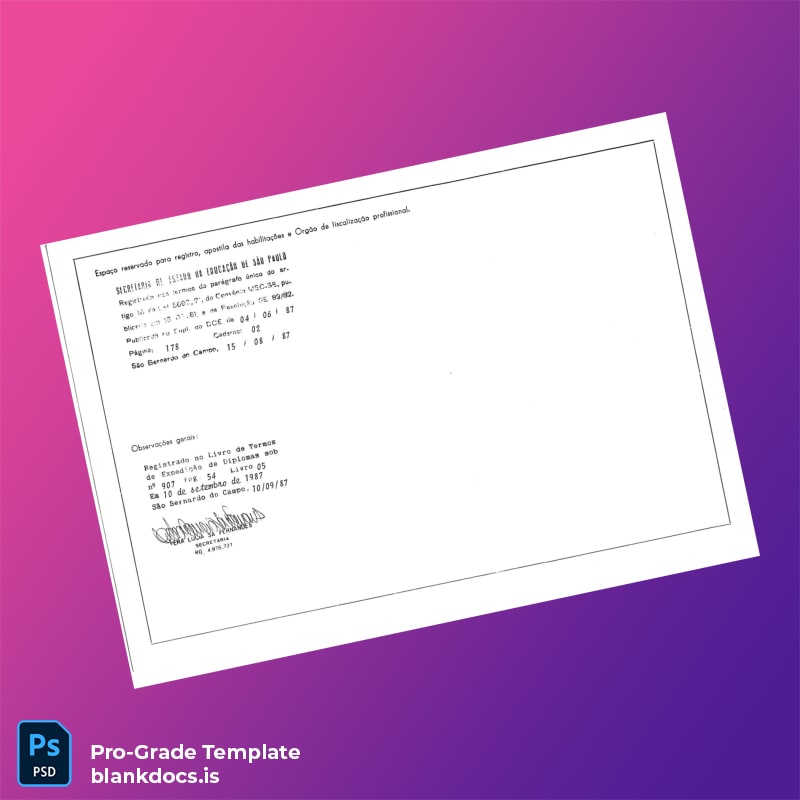 Blank Argentina Escola Técnica Estadual _Auro Gomes_ Technical Diploma in Electronics Template page 2 Document Preview - BlankDocs