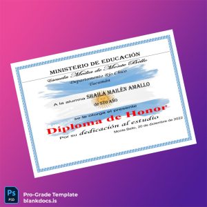 Blank Argentina Escuela Media de Monte Bello Honor Diploma Document Preview - BlankDocs