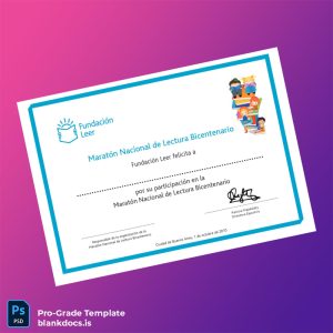 Blank Argentina Fundación Leer Participation Certificate in the Bicentennial National Reading Marathon Document Preview - BlankDocs