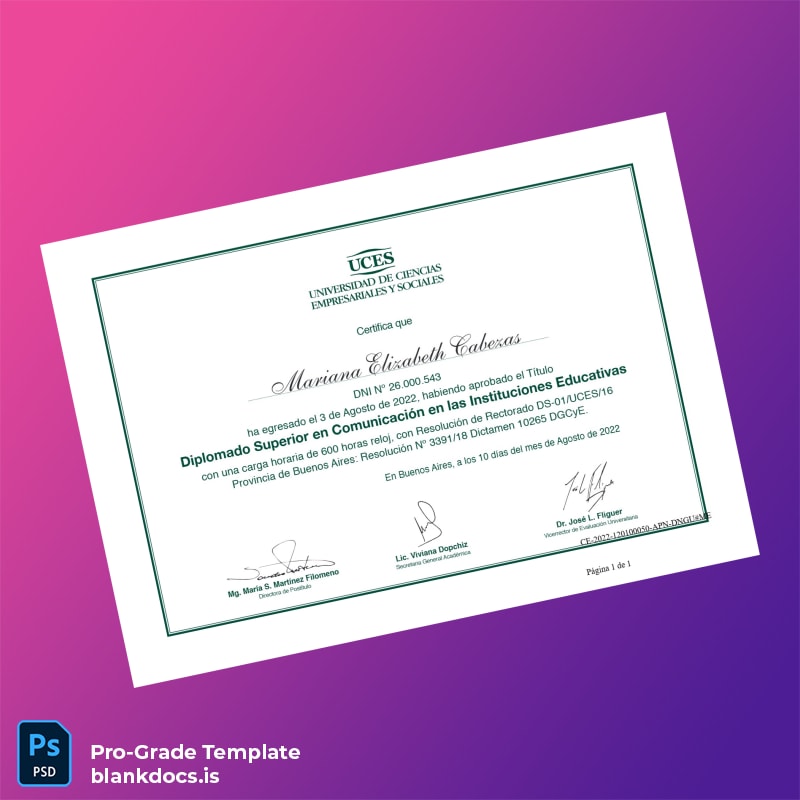 Blank Argentina Fundación Universidad de Ciencias Empresariales y Sociales Diploma in Communication in Educational Institutions Document Preview - BlankDocs