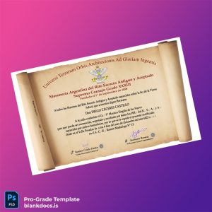 Blank Argentina Masonería Argentina del Rito Escocés Antiguo y Aceptado Grado XXXIII Diploma Document Preview - BlankDocs
