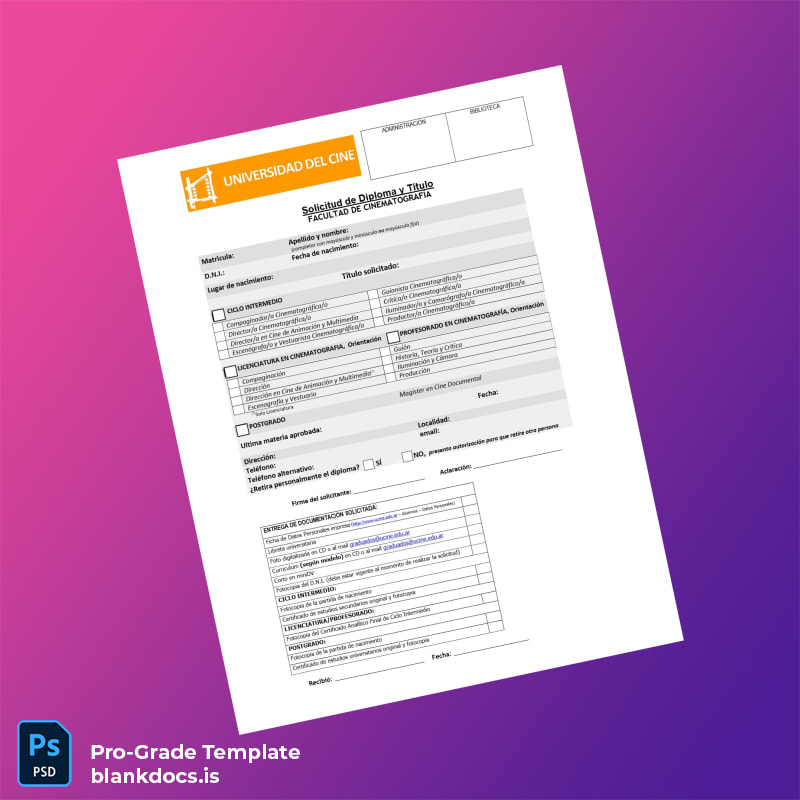 Blank Argentina University of Cinema Bachelor of Arts in Cinematography Template page 3 Document Preview - BlankDocs