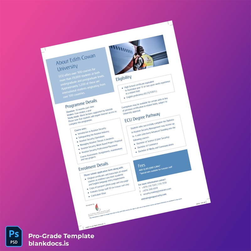 Blank Australia Edith Cowan University Diploma in Aviation Security Management Template page 2 Document Preview - BlankDocs