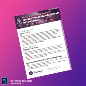 Blank Bahrain RCSI Medical University Bachelor of International Baccalaureate Diploma Document Preview - BlankDocs