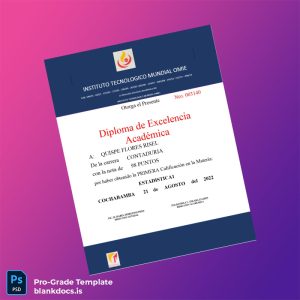 Blank Bolivia Instituto Tecnológico Mundial OMIE Academic Excellence Diploma Template Document Preview - BlankDocs