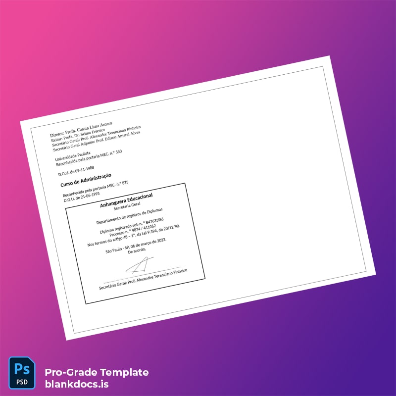 Blank Brazil Anhanguera University Bachelor's Degree in Administration Template page 2 Document Preview - BlankDocs