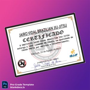 Blank Brazil Brazil Jairo Vidal Brazilian Jiu-Jitsu Black Belt Certificate Document Preview - BlankDocs