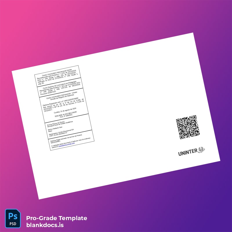 Blank Brazil Centro Universitário Internacional UNINTER Bachelor of Education in Pedagogy Template page 2 Document Preview - BlankDocs