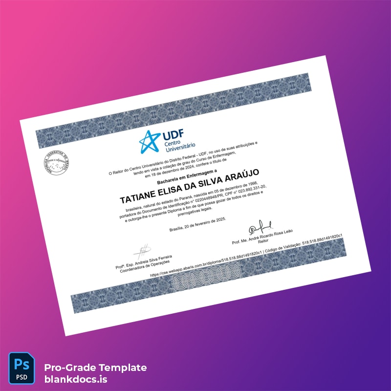 Blank Brazil Centro Universitário do Distrito Federal Bachelor of Nursing Template Document Preview - BlankDocs