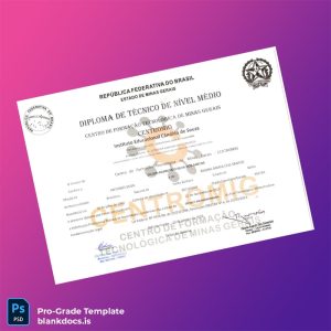 Blank Brazil Centro de Formação Tecnológica de Minas Gerais Technical Diploma Template Document Preview - BlankDocs