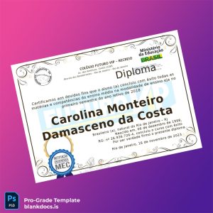 Blank Brazil Colégio Futuro VIP High School Diploma Template Document Preview - BlankDocs