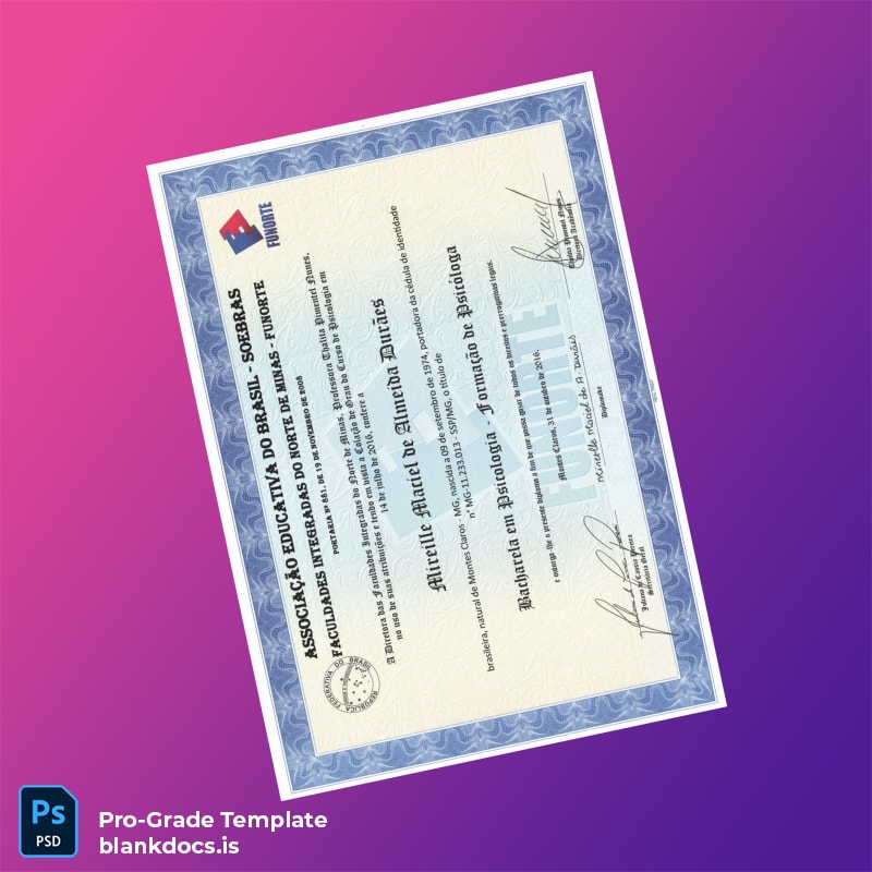 Blank Brazil Educational Association Integrated Colleges Bachelor's in Psychology Template Document Preview - BlankDocs