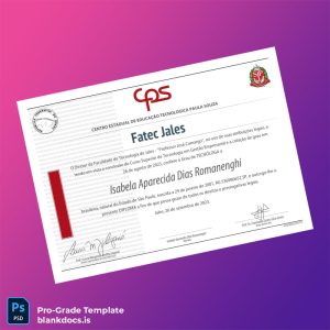 Blank Brazil Fatec Jales Technology Degree Diploma Document Preview - BlankDocs