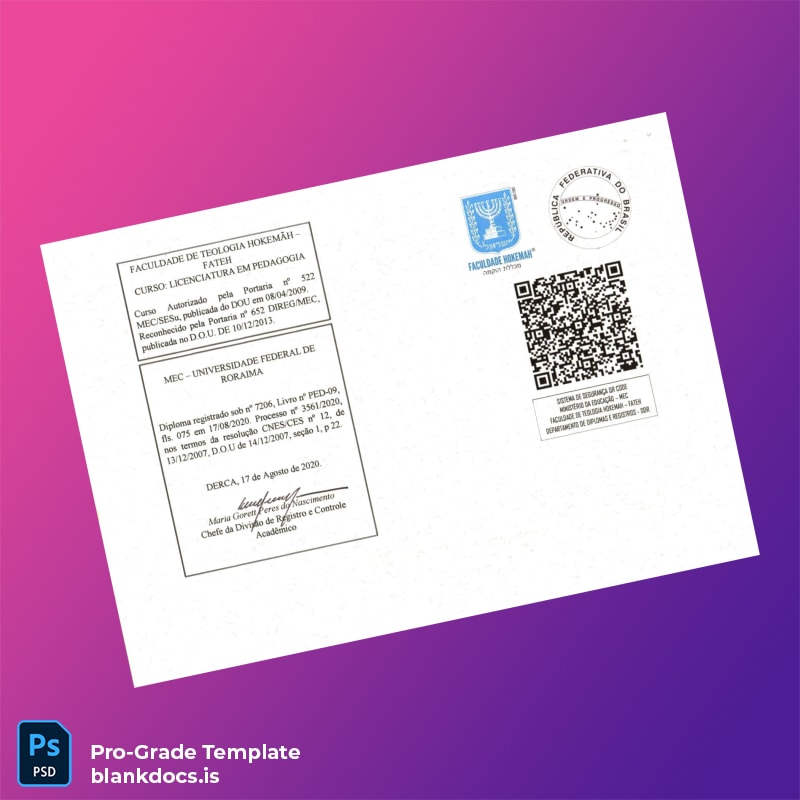 Blank Brazil Federal University Diploma Template page 2 Document Preview - BlankDocs