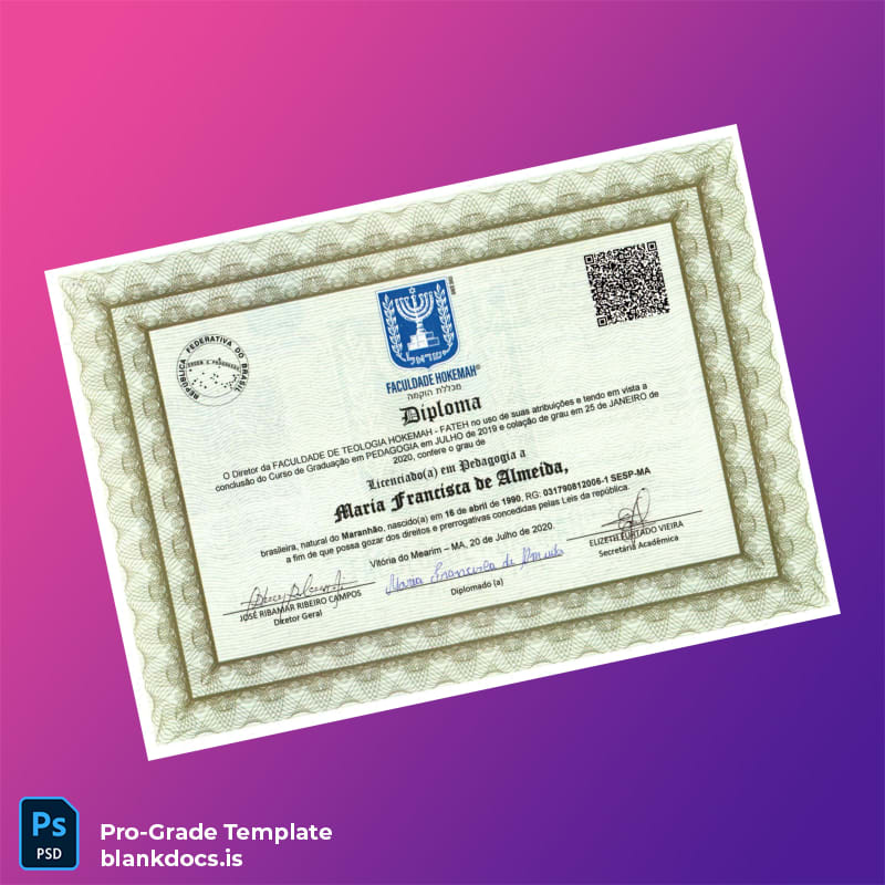 Blank Brazil Federal University Diploma Template Document Preview - BlankDocs