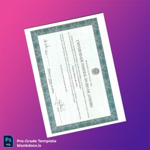 Blank Brazil Federal University of Rio de Janeiro Social Work Diploma Template Document Preview - BlankDocs