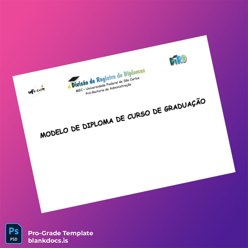 Blank Brazil Federal University of São Carlos Graduation Diploma Template Document Preview - BlankDocs