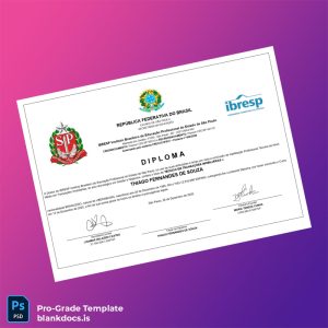 Blank Brazil IBRESP Instituto Brasileiro de Educação Profissional Técnico em Transações Imobiliárias Diploma Template Document Preview - BlankDocs