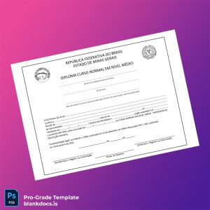 Blank Brazil Minas Gerais State Diploma Normal Course at High School Level Certificate Document Preview - BlankDocs