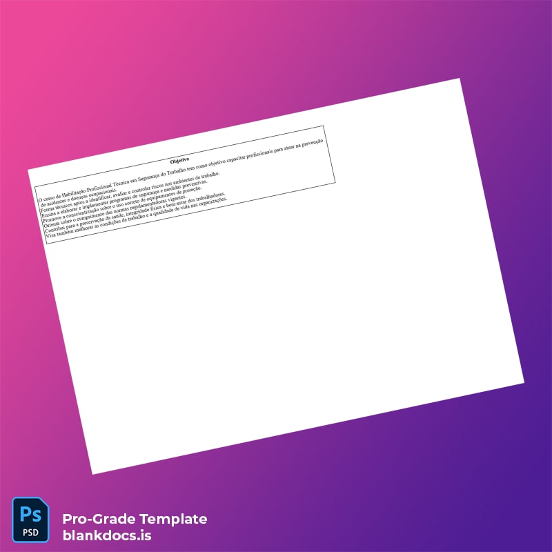 Blank Brazil Senac São Paulo Technical Certificate in Work Safety Template page 2 Document Preview - BlankDocs