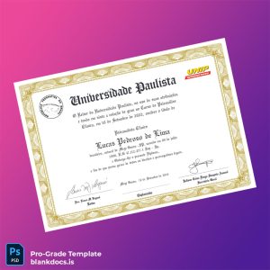 Blank Brazil Universidade Paulista Clinical Psychologist Diploma Document Preview - BlankDocs