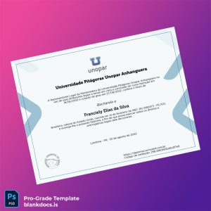 Blank Brazil Universidade Pitágoras Bachelor of Nutrition Diploma Template Document Preview - BlankDocs