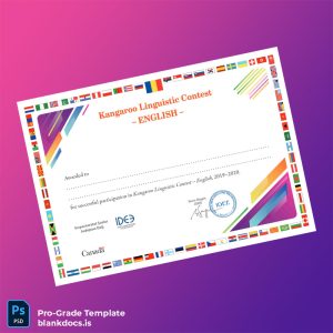 Blank Canada Kangaroo Linguistic Contest English Participation Certificate Document Preview - BlankDocs