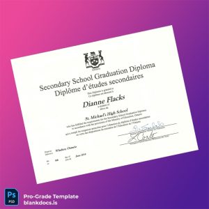 Blank Canada St. Michael's High School High School Diploma Template Document Preview - BlankDocs