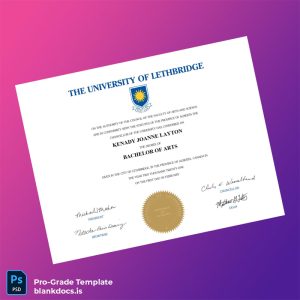 Blank Canada University of Lethbridge Bachelor of Arts Template Document Preview - BlankDocs