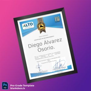Blank Chile Alto Ingeniería y Construcción Certificate of Recognition Template Document Preview - BlankDocs