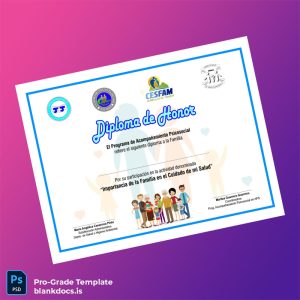 Blank Chile CESFAM Cerrillos de Tamaya Honorary Diploma Document Preview - BlankDocs