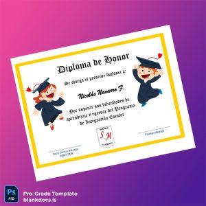 Blank Chile Colegio La Pintana Honor Diploma Template Document Preview - BlankDocs