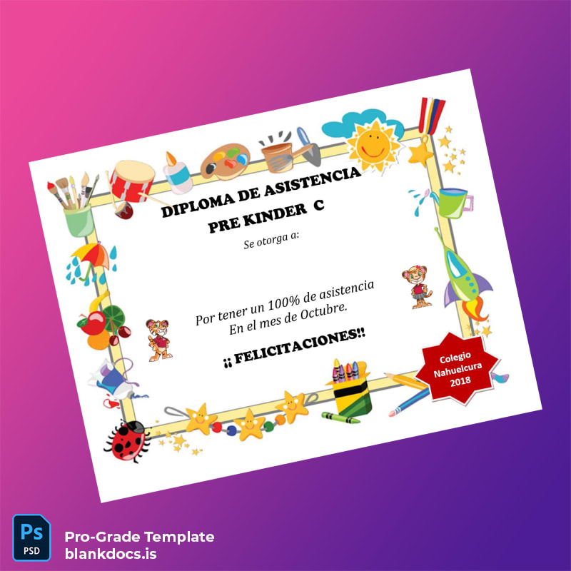 Blank Chile Colegio Nahuelcura Attendance Diploma page 2 Document Preview - BlankDocs