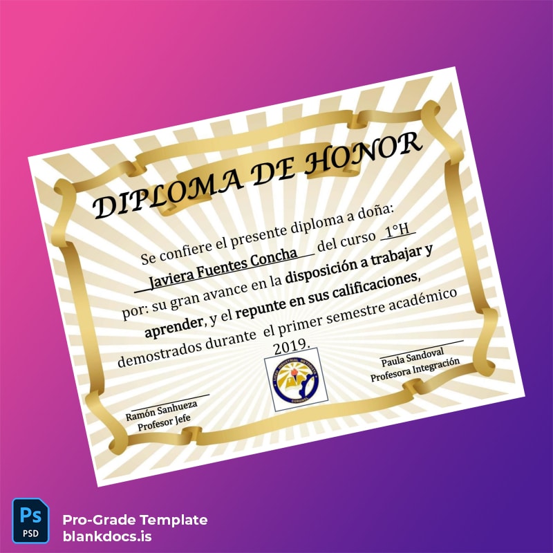 Blank Chile Diploma de Honor Template page 2 Document Preview - BlankDocs