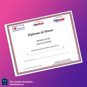 Blank Chile Diploma of Honor in Fiestas Patrias Template Document Preview - BlankDocs
