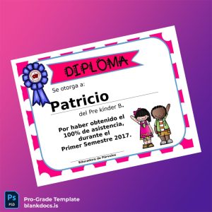 Blank Chile Educadora de Párvulos Pre Kinder B Diploma Template Document Preview - BlankDocs