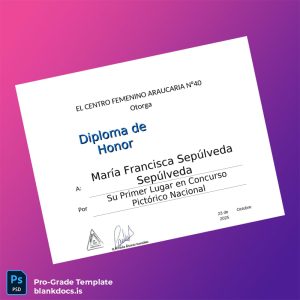 Blank Chile El Centro Femenino Araucaria N°40 Diploma of Honor Document Preview - BlankDocs