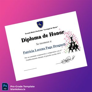 Blank Chile Escuela Básica Particular Arcángel de María Honor Diploma Template Document Preview - BlankDocs