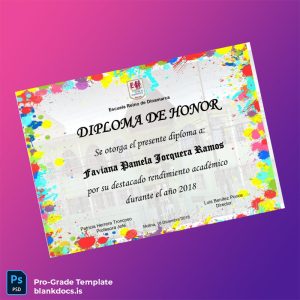 Blank Chile Escuela Reino de Dinamarca Honor Diploma Template Document Preview - BlankDocs