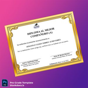 Blank Chile Escuela Reino de Suecia Diploma for Best Companion Template Document Preview - BlankDocs