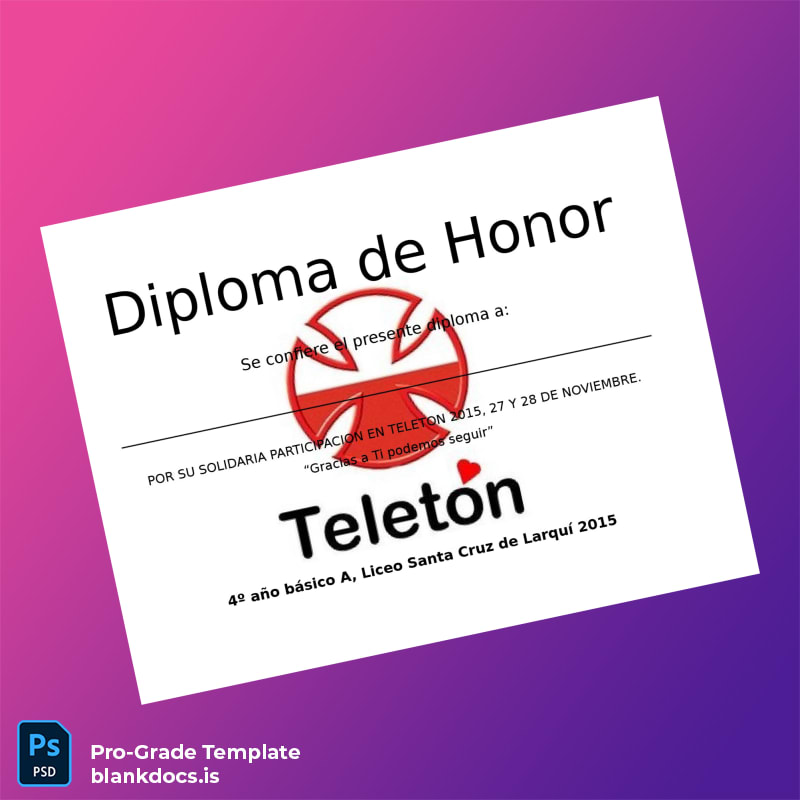 Blank Chile Liceo Santa Cruz de Larquí Honor Diploma Template Document Preview - BlankDocs