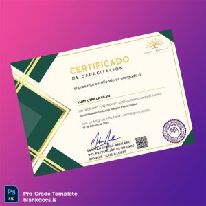 Blank Chile Saint-Honoré Certificate of Training Document Preview - BlankDocs