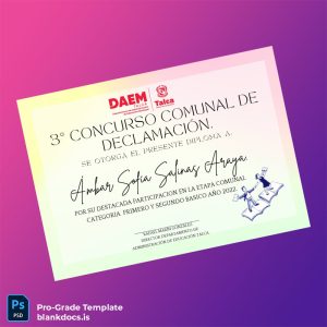 Blank Chile Talca Municipal Declamation Competition Diploma Document Preview - BlankDocs