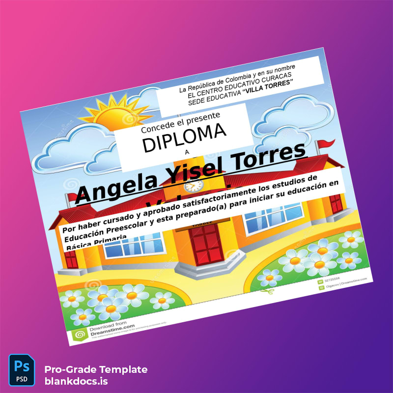 Blank Colombia Centro Educativo Curacas Preschool Education Diploma page 2 Document Preview - BlankDocs