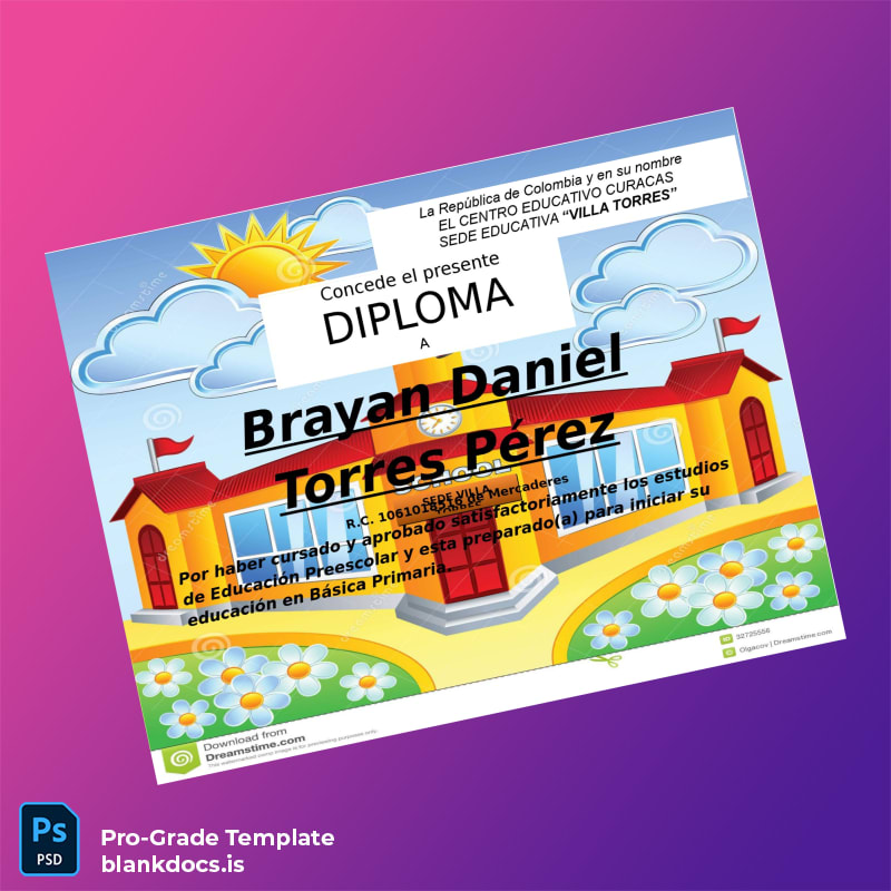 Blank Colombia Centro Educativo Curacas Preschool Education Diploma page 3 Document Preview - BlankDocs