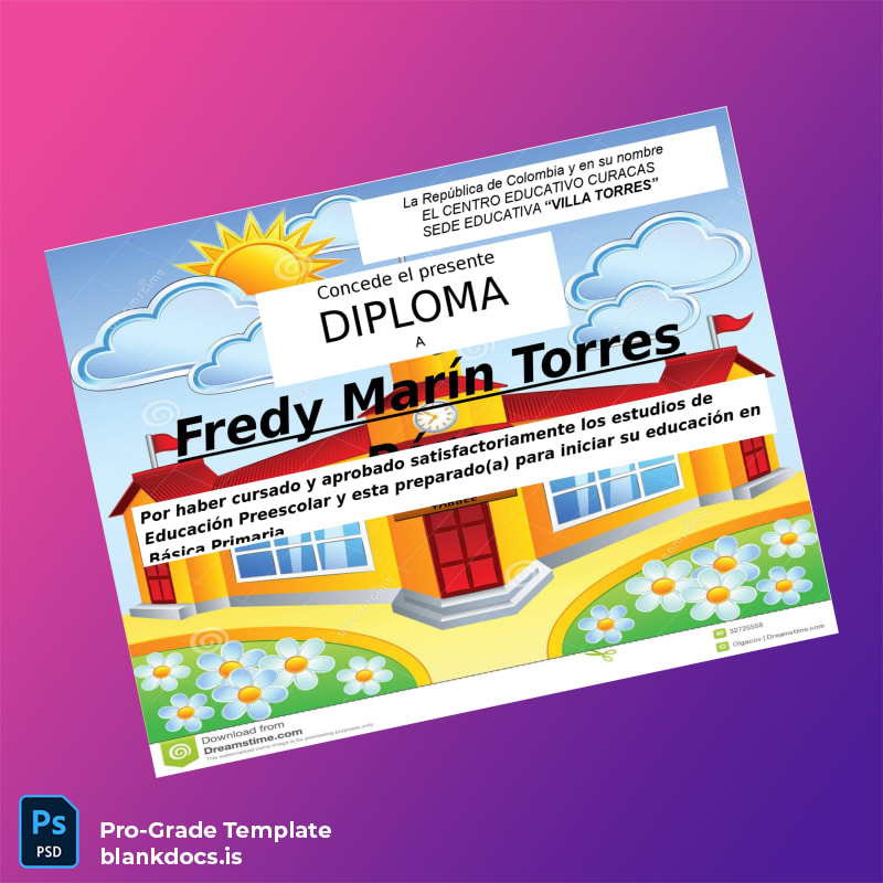 Blank Colombia Centro Educativo Curacas Preschool Education Diploma page 4 Document Preview - BlankDocs