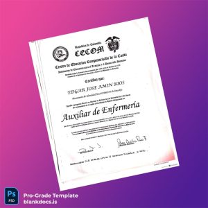 Blank Colombia Centro de Educación Computarizada de la Costa Auxiliary Nursing Diploma Document Preview - BlankDocs